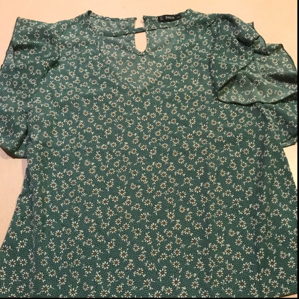 Green Floral Top